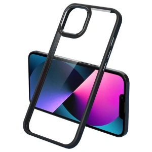 Case 4U Apple iPhone 13 Pro Kılıf Renkli Kenar Metal Kamera Çerçeveli Krom Arka Kapak Siyah