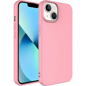 Case 4U Apple iPhone 14 Max Kılıf 3D Kamera Korumalı İçi Kadife Mara Lansman Yumuşak Kapak Pembe