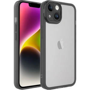 Case 4U Apple iPhone 14 Plus Kılıf Kamera Korumalı Parlak Tasarımlı Renkli Darbe Emici Transparan Post Kapak Siyah
