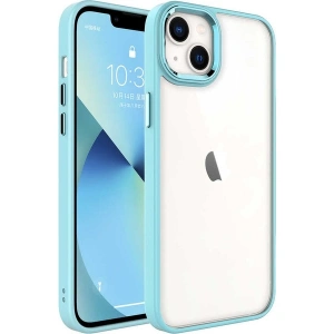 Case 4U Apple iPhone 14 Plus Kılıf Renkli Kenar Metal Kamera Çerçeveli Krom Arka Kapak Yeşil