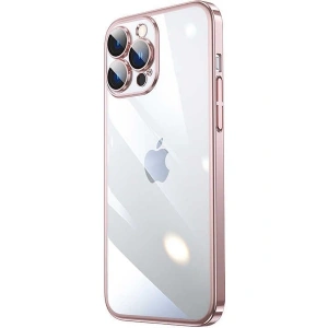 Case 4U Apple iPhone 14 Pro Kılıf Sert PC Renkli Çerçeveli Riksos Silikon Kapak Rose Gold