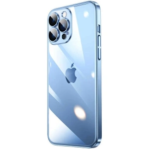 Case 4U Apple iPhone 14 Pro Max Kılıf Sert PC Renkli Çerçeveli Riksos Silikon Kapak Mavi