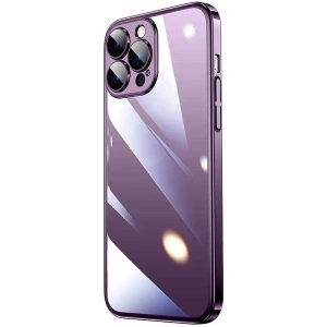 Case 4U Apple iPhone 14 Pro Max Kılıf Sert PC Renkli Çerçeveli Riksos Silikon Kapak Mor