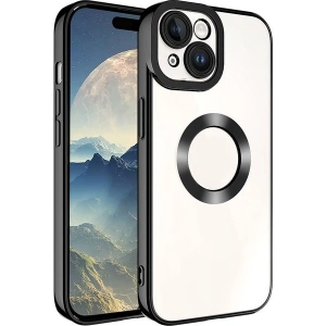 Case 4U Apple iPhone 15 Plus Kılıf Kamera Korumalı Logo Gösteren Omega Kapak Siyah