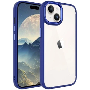 Case 4U Apple iPhone 15 Plus Kılıf Renkli Kenar Metal Kamera Çerçeveli Krom Arka Kapak Lacivert