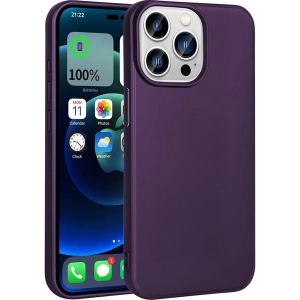 Case 4U Apple iPhone 15 Pro Kılıf Klasik Mat Renkli Yumuşak Premier Silikon Derin Mor