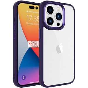 Case 4U Apple iPhone 15 Pro Kılıf Renkli Kenar Metal Kamera Çerçeveli Krom Arka Kapak Derin Mor