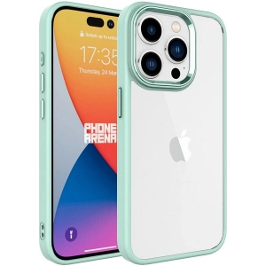 Case 4U Apple iPhone 15 Pro Kılıf Renkli Kenar Metal Kamera Çerçeveli Krom Arka Kapak Yeşil