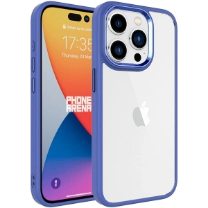 Case 4U Apple iPhone 15 Pro Max Kılıf Renkli Kenar Metal Kamera Çerçeveli Krom Arka Kapak Lavanta Grisi
