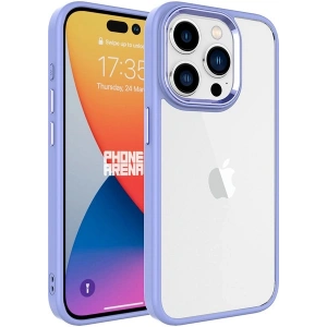 Case 4U Apple iPhone 15 Pro Max Kılıf Renkli Kenar Metal Kamera Çerçeveli Krom Arka Kapak Lila