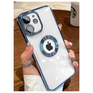 Case 4U iPhone 11 Kılıf Kamera Lens Korumalı Şeffaf Renkli Logo Gösteren Parlak Omega Kapak Açık Mavi