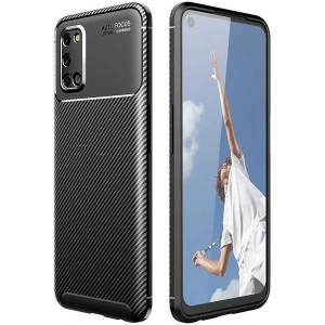 Case 4U Oppo A52 Kılıf Rugged Armor Karbon Desenli Lüx Negro Silikon Arka Kapak Siyah