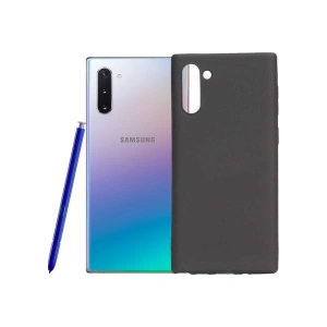 Case 4U Samsung Galaxy Note 10 Kılıf Klasik Mat Renkli Yumuşak Premier Silikon Siyah