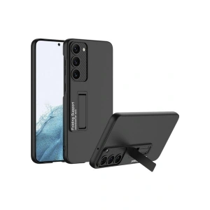 Case 4U Samsung Galaxy S23 Plus Uyumlu Kılıf Kamera Korumalı Standlı Ays Soft Arka Kapak Siyah
