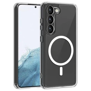 Case 4U Samsung Galaxy S23 Plus Uyumlu Kılıf Magsafe Şarj Özellikli Sert PC Embos Kapak Şeffaf
