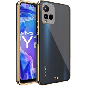 Case 4U Vivo Y33S Kılıf Kamera Korumalı Pastel Renk Voit Clear Kapak Siyah