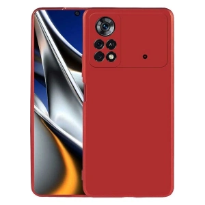 Case 4U Xiaomi Poco M4 Pro 4G Kılıf Klasik Mat Renkli Yumuşak Premier Silikon Kırmızı