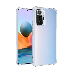 Case 4U Xiaomi Redmi Note 10 Pro Kılıf Darbe Emici Köşe Korumalı Anti Shock Şeffaf Silikon Şeffaf Şeffaf