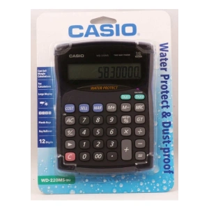 Casio WD-220MS-BU 12 Hane Suya-Toza Dayanıklı Masa Üstü Hesap Makinesi