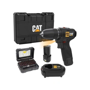 Cat DX1160 12VOLT/2.0AH Li-Ion Çift Akülü Kömürsüz Profesyonel Şarjlı Darbeli Matkap + DA01901 32 Parça Aksesuar Seti