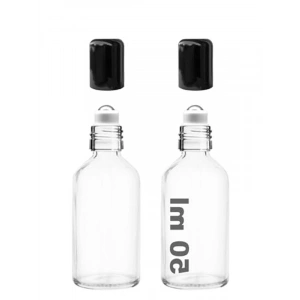 Çelik Roll On Şişesi, 50 ml Kapasite, 2 Adet, Siyah Kapaklı