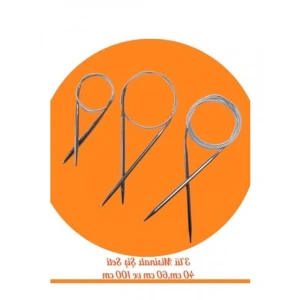 Çelik Telli Misinalı Örgü Şişi Seti - 40cm, 60cm ve 100cm Uzunluk (3lü Set)