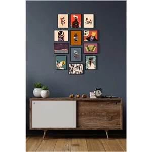 Çerçevesiz Tablo Seti, 12 Parça MDF Baskı ile Modern Dekorasyon