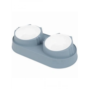 Çift Hazneli Kaymaz Mama ve Su Kabı, Mavi Renk