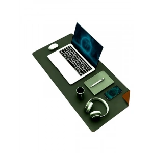 Çift Renkli 80x40 cm Dikişli PU Deri Masa Matı, Kaymaz Tabanlı Mousepad
