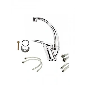 Çift Su Girişli Banyo Lavabo Musluğu - Krom Kaplama, Duvar Montajı