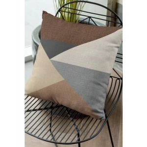 Çift Taraflı Geometrik Kırlent Kılıfı - 43x43 cm, Leke Tutmaz Kumaş