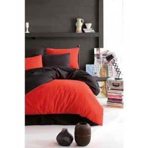 Çift Taraflı Lastikli Çarşaf, Çift Kişilik 200x220 cm, Siyah Kırmızı