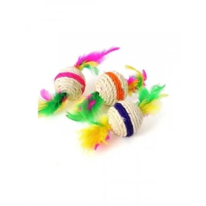 Çift Tüylü Örgü Kedi Oyun Topu - 4.5 cm