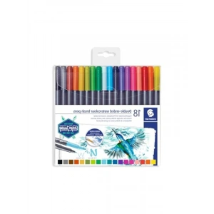 Çift Uçlu Keçeli Kalem Seti, 18 Parlak Renk