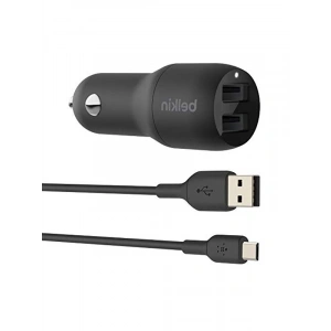 Çift USB Araç Şarj Cihazı, 24W, Mikro-USB Kablosu ile Birlikte