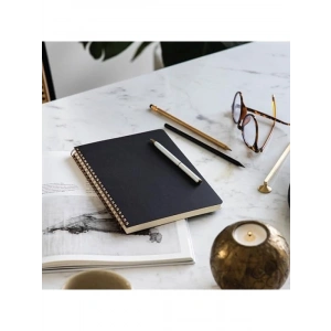 Çizgili Not Defteri, A5 Boyut, Siyah Kraft Karton Kapak, 70 Yaprak