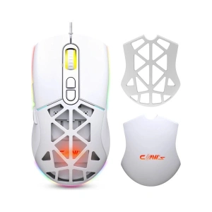 Claws Nexus X1 12800 Dpi Wide RGB Özel ABS Doku, Claws Reflex Örgü Kablolu & Değiştirilebilir Kapaklı Gaming Mouse - Beyaz