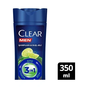 Clear Men 3ın1 Şampuan & Duş Jelı Yağlanma Karşıtı Lıme Özü 350 ml