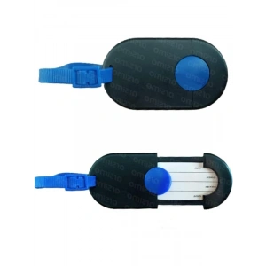 Çok Amaçlı Bavul Valiz Etiketi - 10 cm x 5.5 cm, Siyah-Mavi