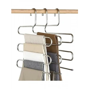 Çok Katlı Metalik Pantolon Askısı - Krom Kaplama (5 Kat)