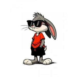 Çok Renkli 14x9,5 cm Bugs Bunny Sticker, Araba ve Laptop İçin
