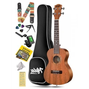 Concert Ukulele Seti, 24 Tuşlu, Metod, Askı ve Pena ile Tam Paket