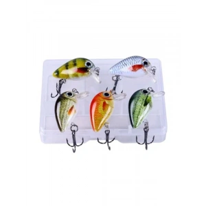 Crankbait Balık Olta Yem Seti, 5 Adet Sesli Bilyalı Kutulu