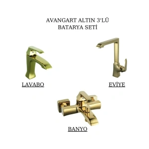 Creavit Avangart Altın Batarya Seti 3’lü Banyo-Lavabo-Eviye
