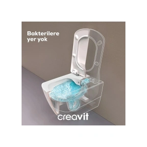 Creavit Elegant Beyaz Kanalsız Asma Klozet EG321, Creavit Elegant Yavaş Kapak