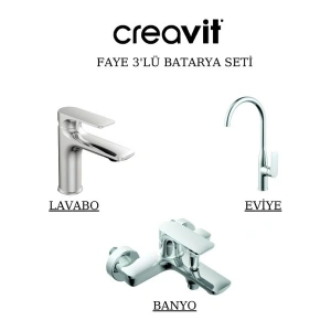 Creavit Faye Batarya Seti 3’lü Banyo-Lavabo-Eviye
