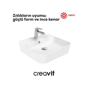 Creavit Loop Kare Beyaz Delikli Lavabo 45 Cm LP046