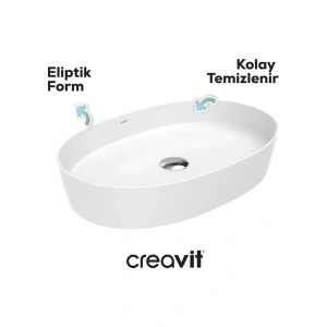 Creavit Loop Oval Beyaz Deliksiz Lavabo 70 Cm LP170