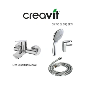 Creavit SH150 Mafsallı El Duş Seti 3f ve Liva Banyo Bataryası