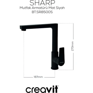 Creavit Sharp Mat Siyah Eviye Bataryası SR8500S